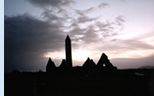 County Galway: Kilmacduagh at dusk